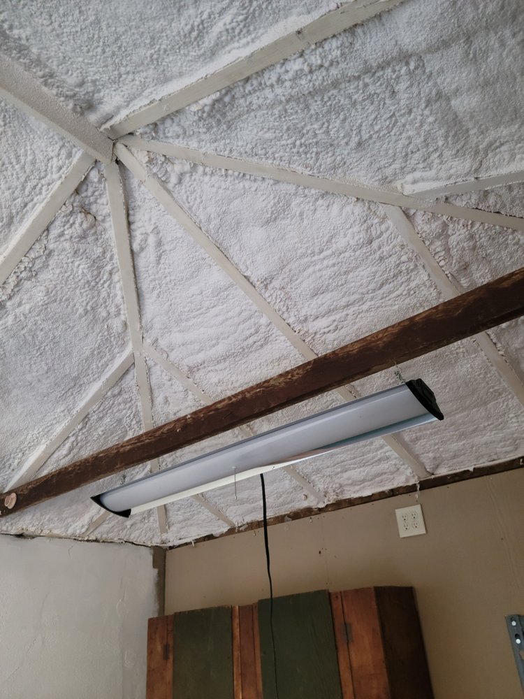 Clean closed-cell spray foam finish on a Fargo, ND ceiling